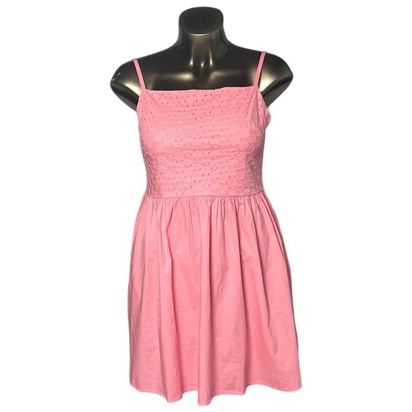 Gap Cami Eyelet Smocked Back Coral Frost Day Dress Spaghetti Strap Size Large G - Picture 1 of 17